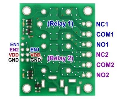 Basic 2-Channel SPDT Relay Carrier with 5VDC Relays (Assembled) Pololu 2485