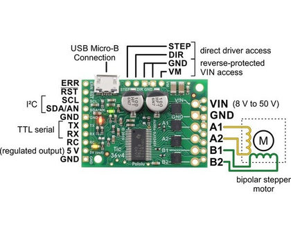 Tic 36v4 USB Multi-Interface High-Power Stepper Motor Controller (Soldered) Pololu 3140