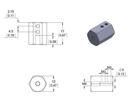 12mm Hex Wheel Adapter for 3mm Shaft (2-Pack) Pololu 2682