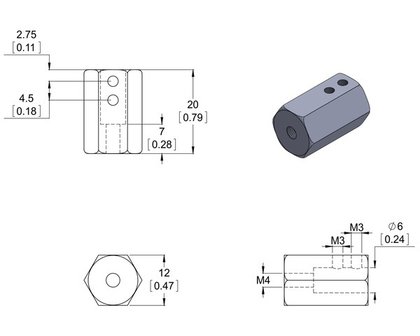 12mm Hex Wheel Adapter for 6mm Shaft (2-Pack) Pololu 2686