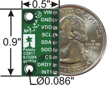 L3GD20 3-Axis Gyro Carrier with Voltage Regulator  Pololu 2125