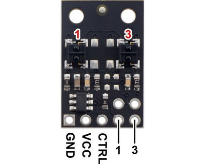 QTRX-MD-02RC Reflectance Sensor Array: 2-Channel, 8mm Pitch, RC Output, Low Current Pololu 4342