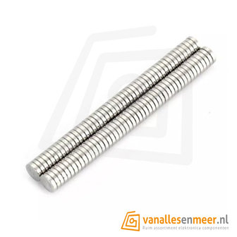 Schijfmagneet &Oslash; 6 mm, hoogte 2 mm  Neodymium 