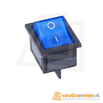 Schakelaar aan/uit vierkant Blauw 250V KCD4