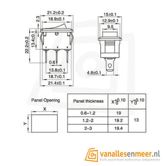 Tuimelschakelaar KCD1-101 on-off 