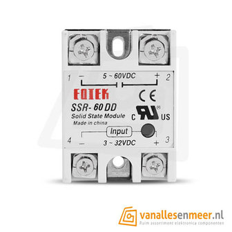 Solid state relais 3-32V / 60A / 5-60VDC - SSR-60 DD