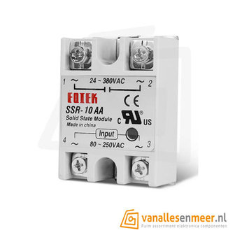 SSR-10AA Solid state relais 80-250V / 10A / 24-380VAC