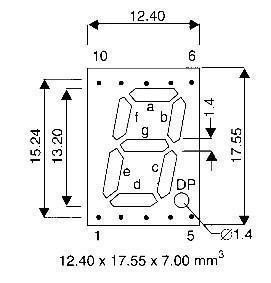 7 Segment 1 digits LED display Wit CC 0.56 Inch