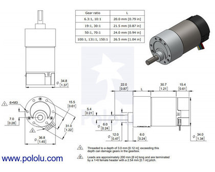 10:1 Metal Gearmotor 37Dx65L mm 24V with 64 CPR Encoder (Helical Pinion) Pololu 4699