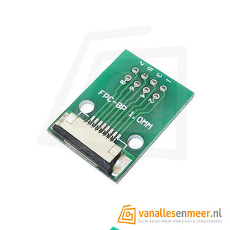 FPC/FFC flat cable PCB 8P 1mm met connector 