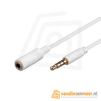 Audio TRRS 4-polige Jack 3,5mm verlengkabel 1m wit