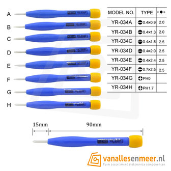 Schroevendraaier Anti Statische set van 8 stuks