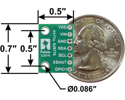 VL53L3CX Time-of-Flight Multi-Target Distance Sensor Carrier with Voltage Regulator, 300cm Max Pololu 3416