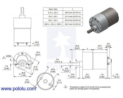 131:1 Metal Gearmotor 37Dx57L mm 24V (Helical Pinion) Pololu 4686