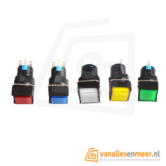 Schakelaar Self-locking 12v vierkant verlicht