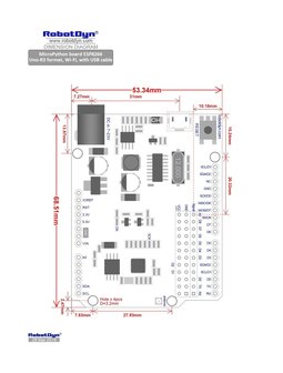 MicroPython board ESP8266 D1R2 Uno-R3 format, Wi-Fi