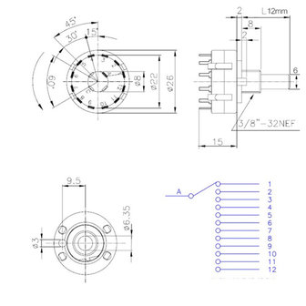 ROTARY SWITCH 1 POLE 12 POSITION RS26