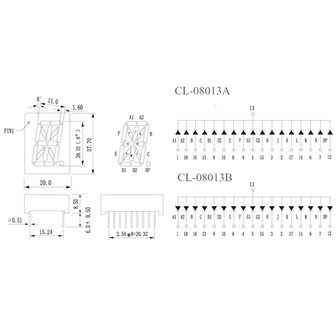 16 Segment 1 digits LED display Wit CC 0.8 Inch