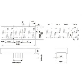 7 Segment 4 digits LED display Rood CC 0.56 Inch​​​​​​​