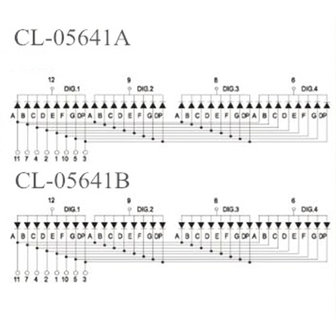 7 Segment 4 digits LED display Rood CC 0.56 Inch​​​​​​​