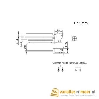 3mm led Bi-Color Red Geen Common Cathode Diffuus