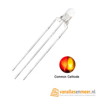 3mm led Bi-Color Geel-Rood Common Cathode 