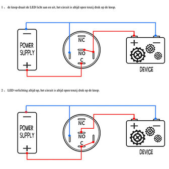 12V Power LED druk schakelaar 16mm angel eye Self-locking