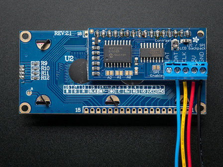 i2c / SPI character LCD backpack  van Adafruit 292