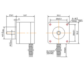 35HS NEMA14 2phase stepper motor 1.8gr JK35HS34-1004