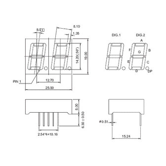 7 Segment 2 digits LED display Wit CC 0.56 inch