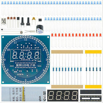 Diy ds1302 roterende led elektronische digitale klok met temperatuur kit met Behuizing