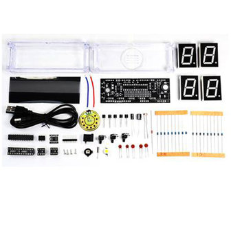 Digitale 4-Digit Led Pratende Klok Diy Kit Blauw