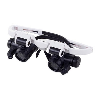 Loepbril met LED Verlichting - Loeplamp Vergrootglas / Loep Bril Met Lamp - Loupebril