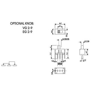 Schuifschakelaar on-on Slide Switch SS12D07 3pin