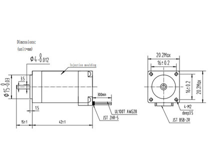 Stepper Motor: Bipolar, 200 Steps/Rev, 20&times;42mm, 4.3V, 0.8 A/Phase Pololu 2256