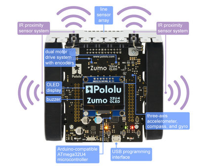 Zumo 32U4 OLED Robot (Assembled with 100:1 HP Motors) Pololu 4993