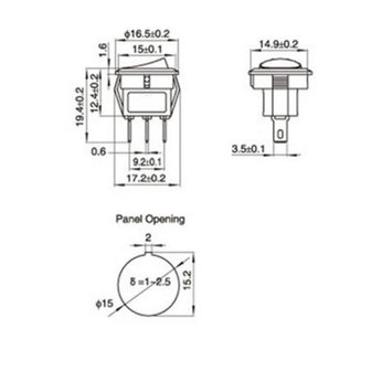 melschakelaar rond aan - uit Rood 16mm 250V