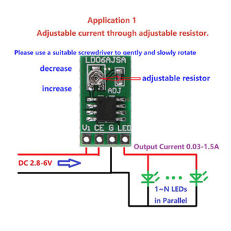 DC 2.8-6V 30-1500mA Constante stroomomvormer Instelbare regelmodule PWM Controller Board LD06AJSA