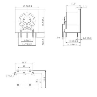 DS-5-01 Midi Pcb Panel Mount Connector DIN5 Din 5-Pin