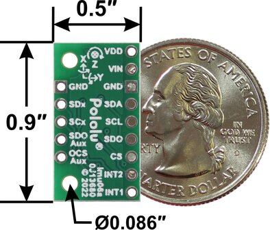 LSM6DSO 3D Accelerometer and Gyro Carrier with Voltage Regulator Pololu 2798