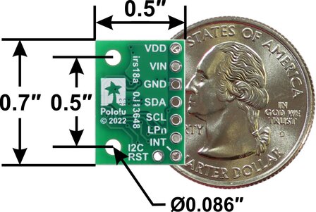 VL53L5CX Time-of-Flight 8&times;8-Zone Distance Sensor Carrier with Voltage Regulator, 400cm Max Pololu 3417