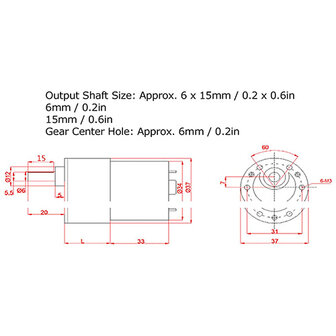 Metal Gearmotor XD-37GB520  50 tpm/min 12V met Bracket