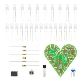 Soldeerset in hartvorm DIY Electronics Kit 4V-6V rode led