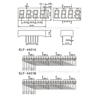 0.40 Inch​​​​​​​ 7 Segment 4 digits LED display Blauw CA 4401BB