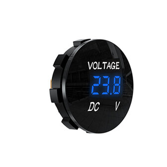 Voltmeter digitaal inbouw 6-48V  Blauw 36x16mm