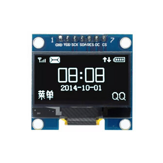 Oled 1.3inch SPI  128x64 Display 7Pin Wit op zwart