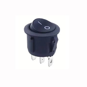 Kcd1 3Pin rond 23mm Schakelaar - On/Off - Zwart 230V, 6A