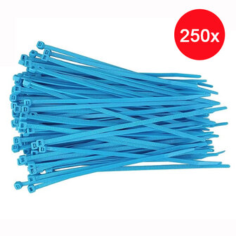 Kabelbinders - Tyraps - Tie wraps - Kabel organizer - 5x250mm - 250 stuks - Blauw