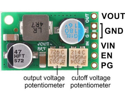 4.2-15V, 3A Fine-Adjust Step-Down Voltage Regulator w/ Adjustable Low-Voltage Cutoff D30V30MASCMA Pololu 4874