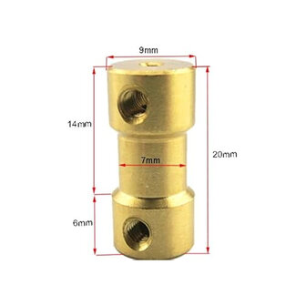 Messing As koppeling 3mm naar 2mm 
